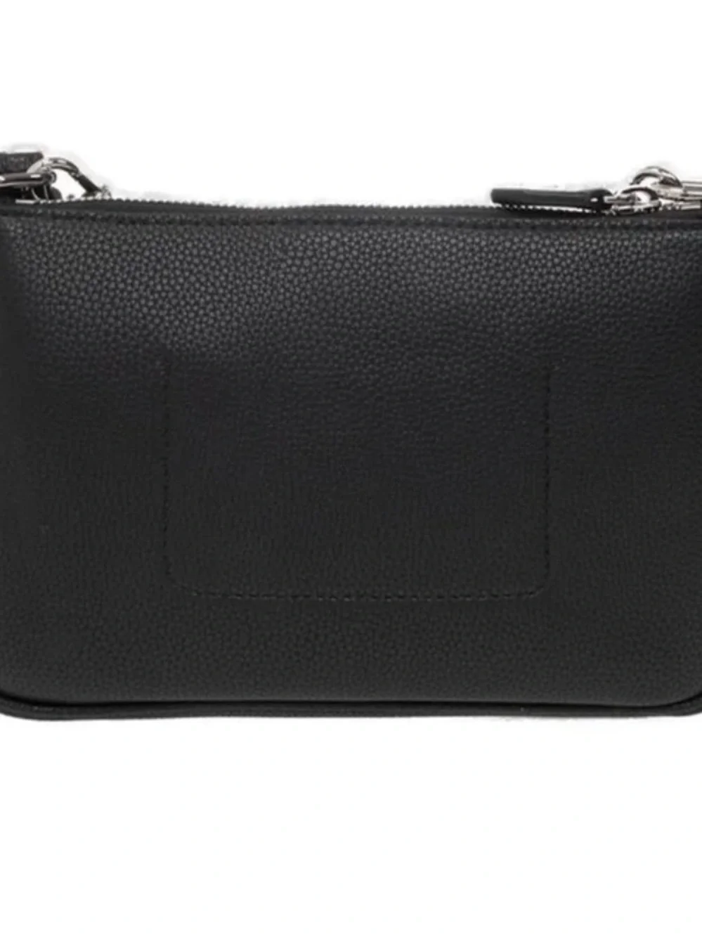 Emporio Armani Black Pebbled Crossbody Bag with Logo Webbing Strap